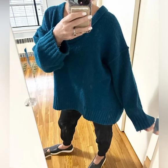 Free People Brookside Sweater Tunic in Blue